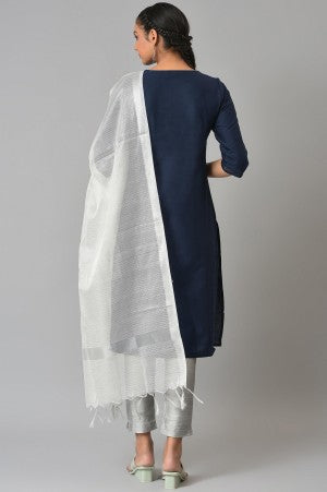 Navy Blue Mandarin Neck kurta