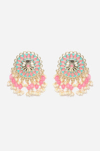 Green Bead Work Handcrafted Dangler Earrings