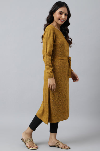 Yellow Yarn-dyed Acrylic Winter kurta