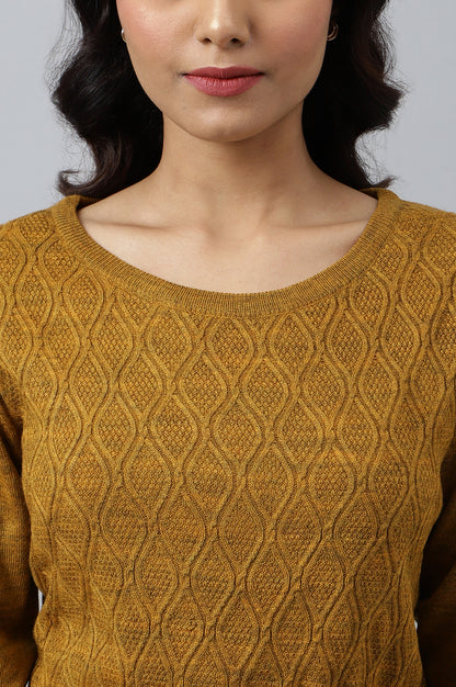 Yellow Yarn-Dyed Acrylic Plus Size Winter kurta