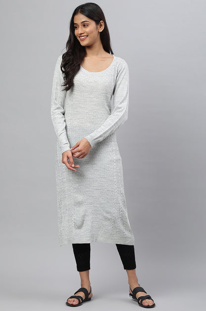 Grey Yarn-Dyed Acrylic Plus Size kurta