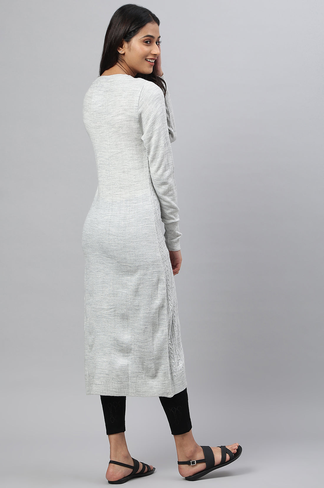 Grey Yarn-dyed Acrylic kurta