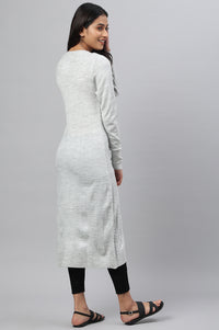 Grey Yarn-dyed Acrylic kurta
