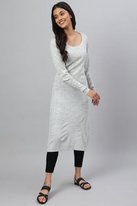 Grey Yarn-dyed Acrylic kurta