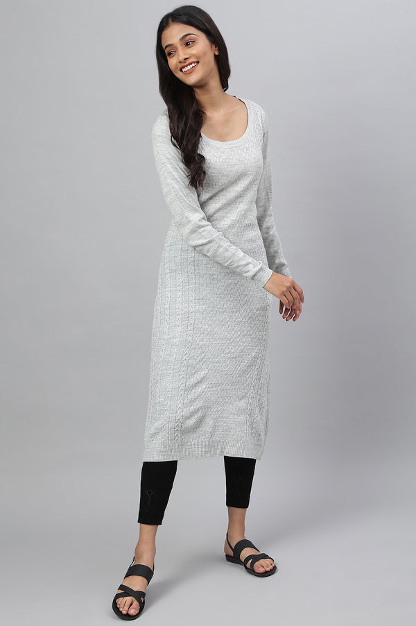 Grey Yarn-dyed Acrylic kurta