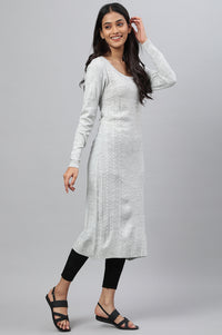 Grey Yarn-dyed Acrylic kurta