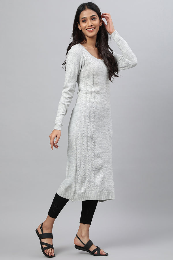 Grey Yarn-dyed Acrylic kurta