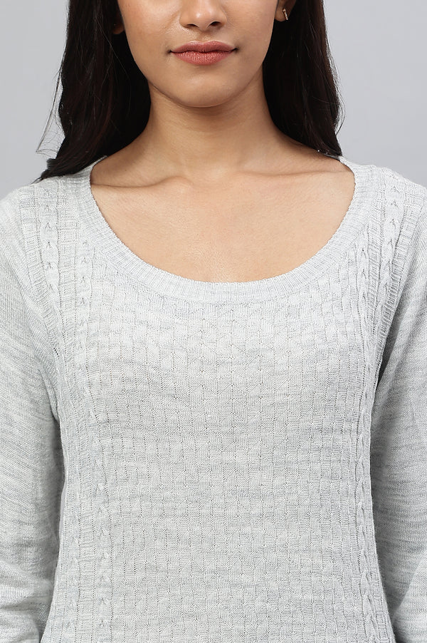 Grey Yarn-dyed Acrylic kurta