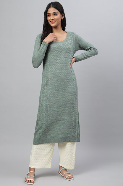 Light Green Knitted Straight kurta