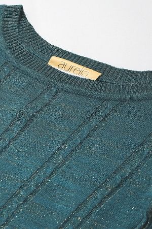 Green Lurex Knitted Winter kurta