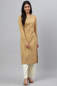 Green Lurex Knitted Winter kurta