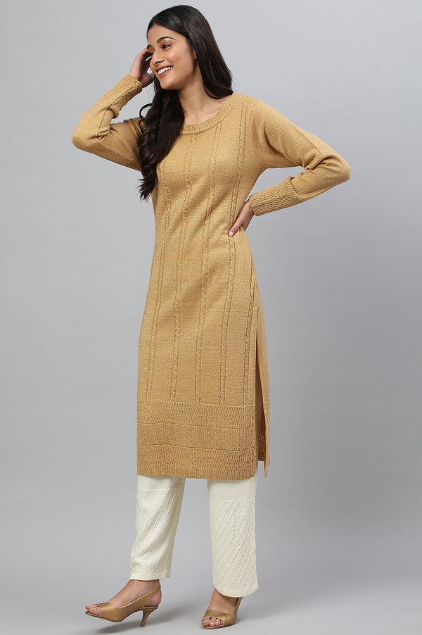Green Lurex Knitted Plus Size Winter kurta