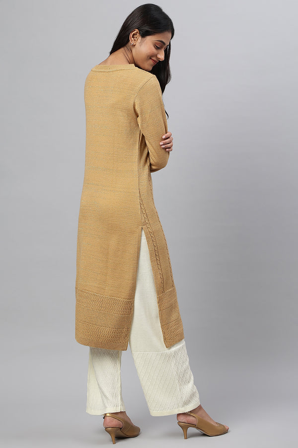 Green Lurex Knitted Plus Size Winter kurta