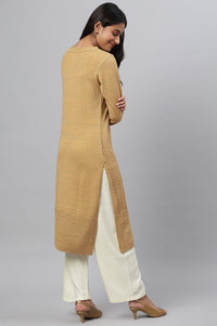 Green Lurex Knitted Winter kurta