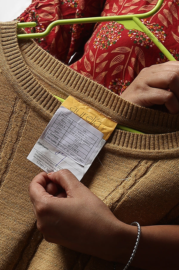 Green Lurex Knitted Winter kurta