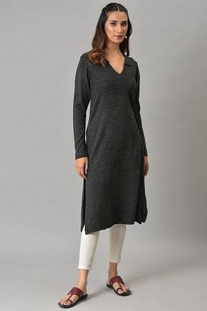 Grey Acrylic Charm Winter kurta