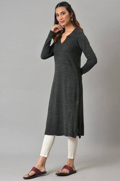 Grey Acrylic Charm Winter kurta