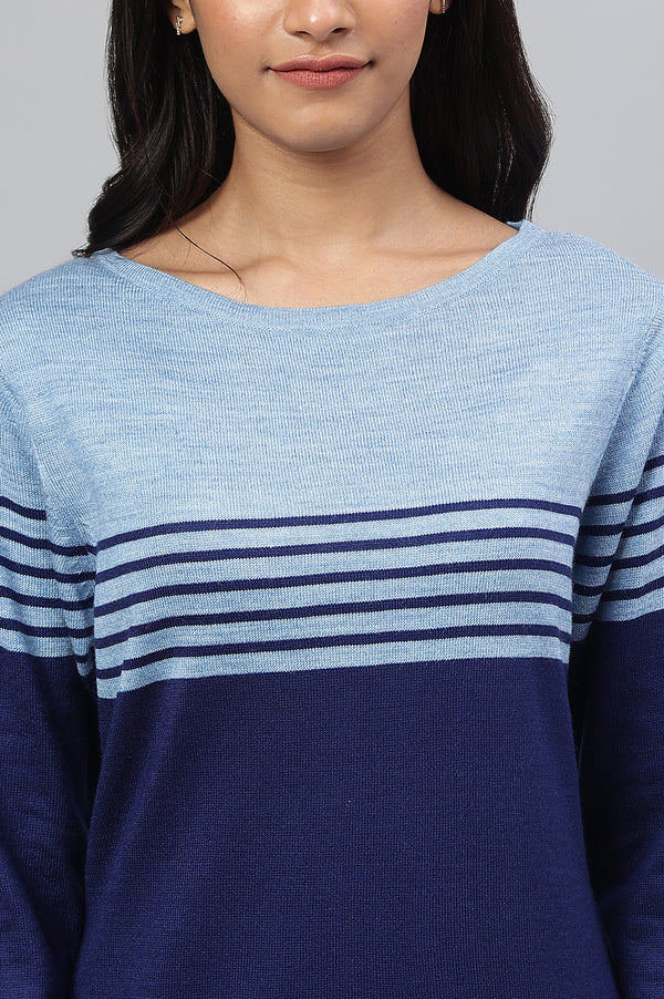 Blue Colour Blocked Winter kurta