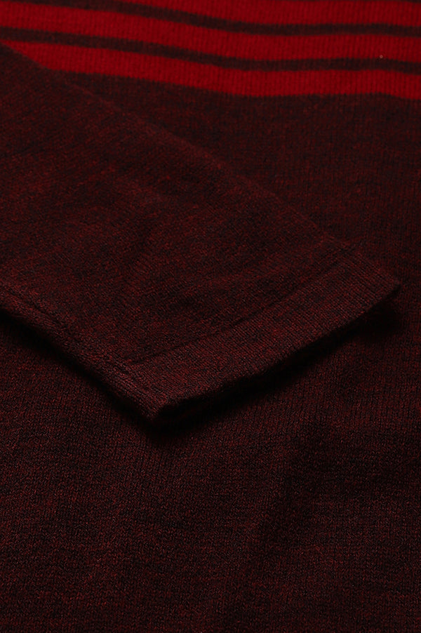 Maroon Colour Blocked Winter kurta