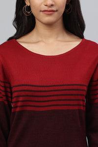 Maroon Colour Blocked Winter kurta