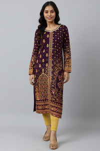 Purple Statement Printed Winter kurta
