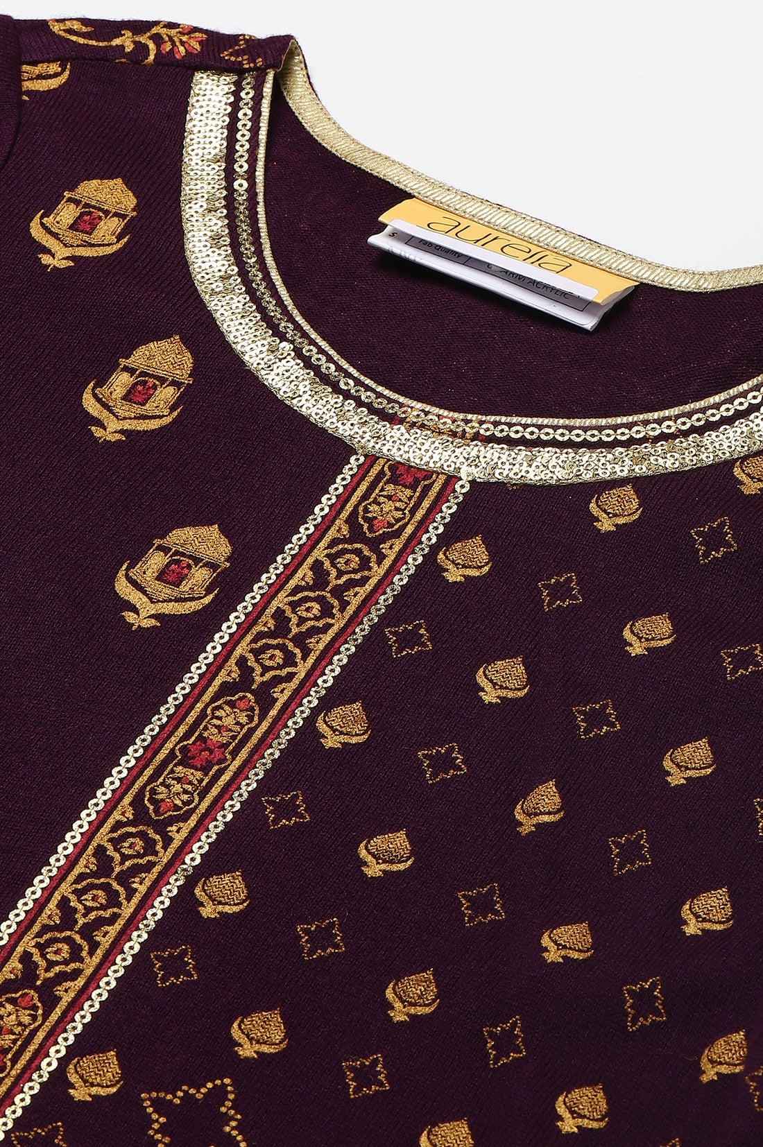 Purple Statement Printed Winter kurta
