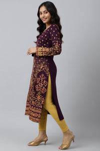 Purple Statement Printed Winter kurta