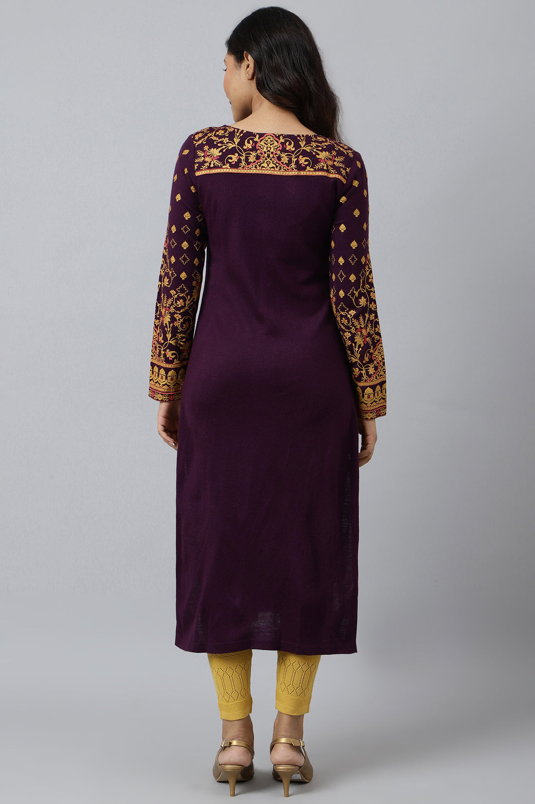 Purple Statement Printed Winter kurta