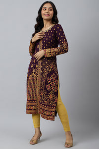 Purple Statement Printed Winter kurta