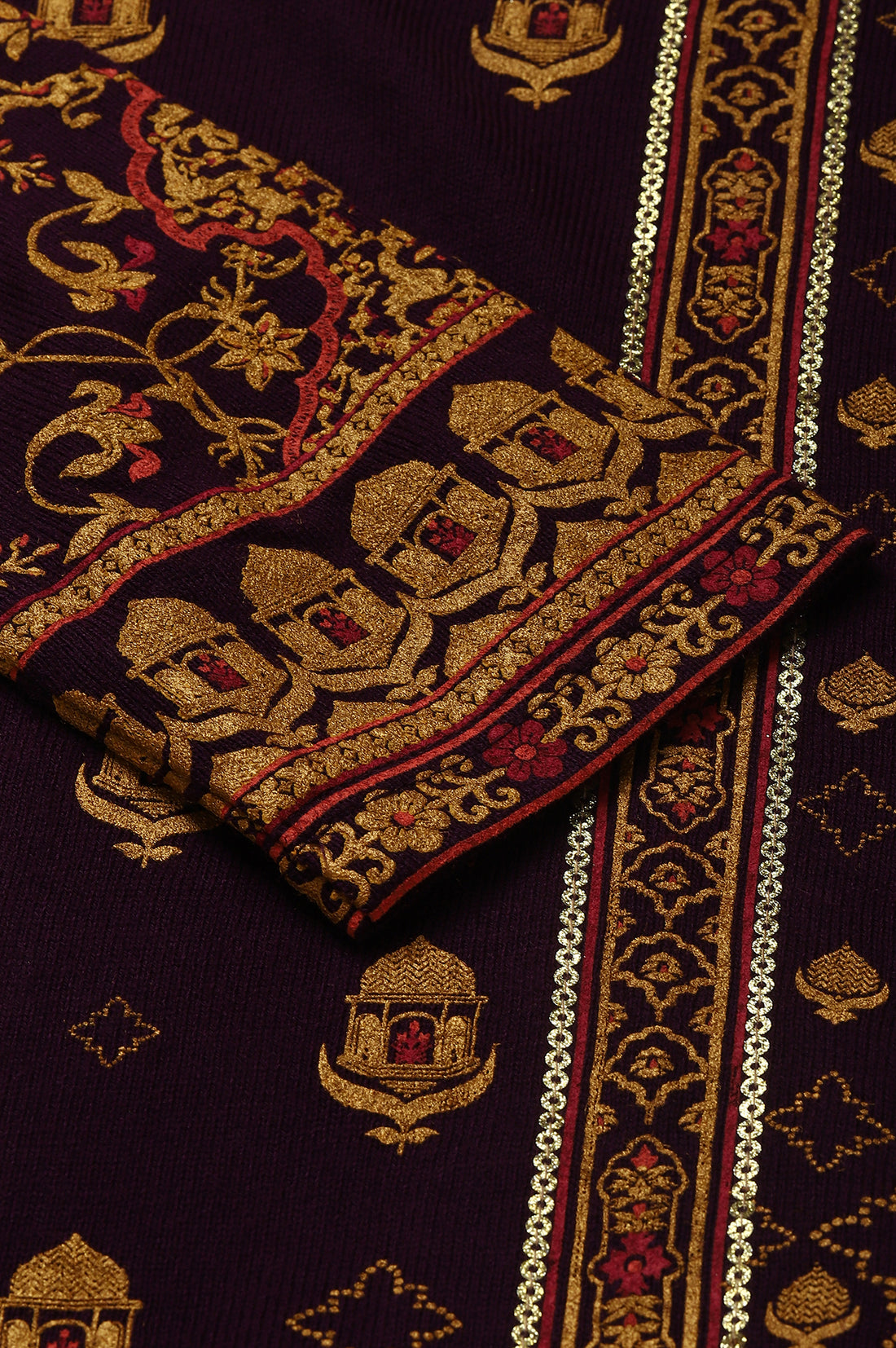 Purple Statement Printed Winter kurta