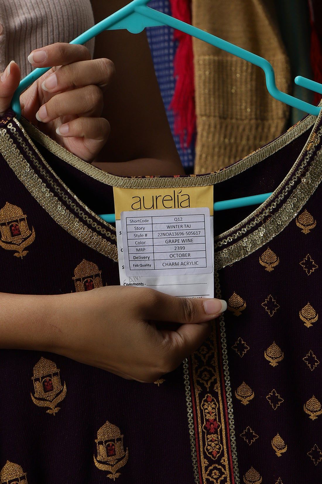 Purple Statement Printed Winter kurta