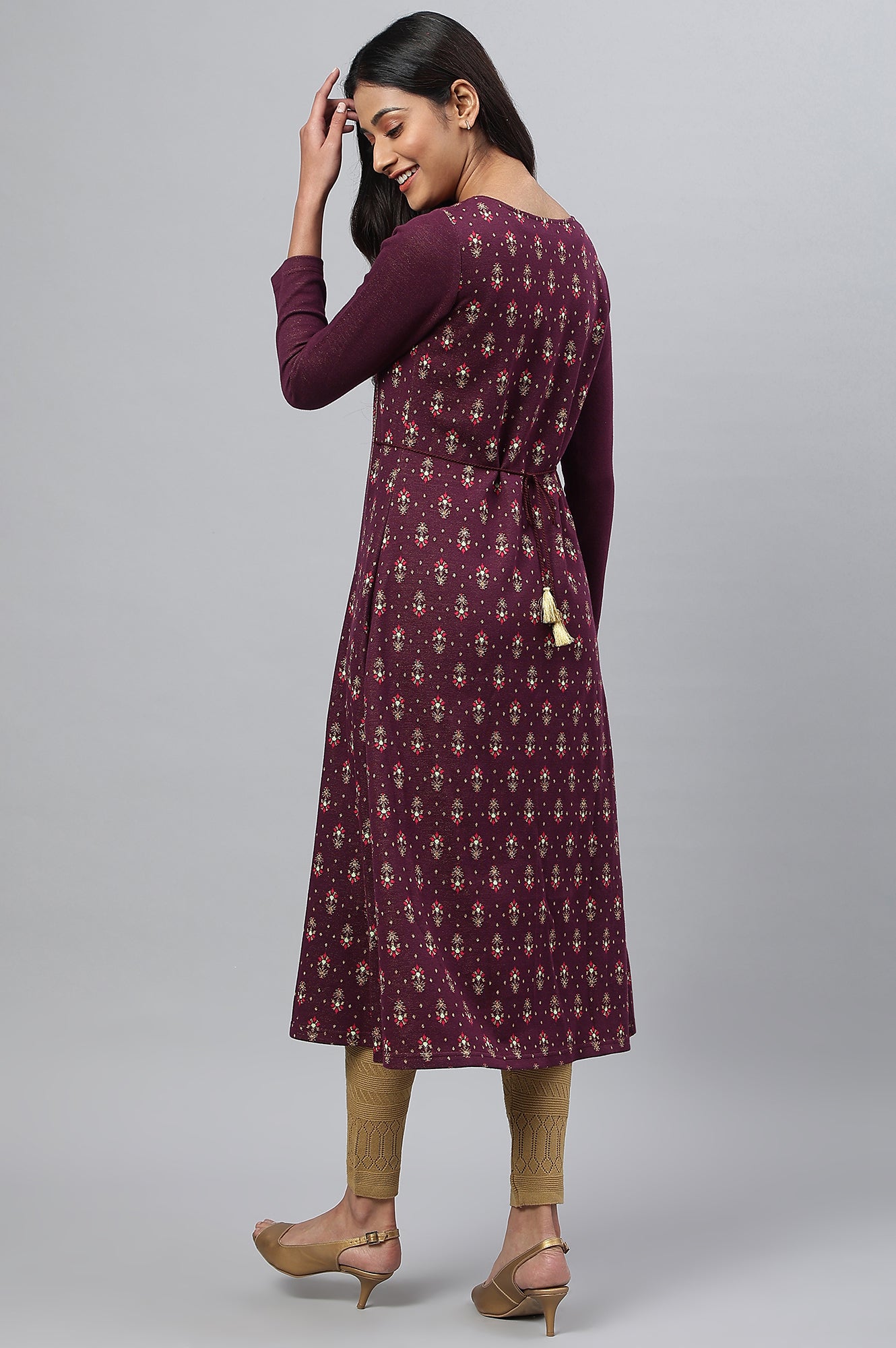 Purple Floral Printed Winter kurta