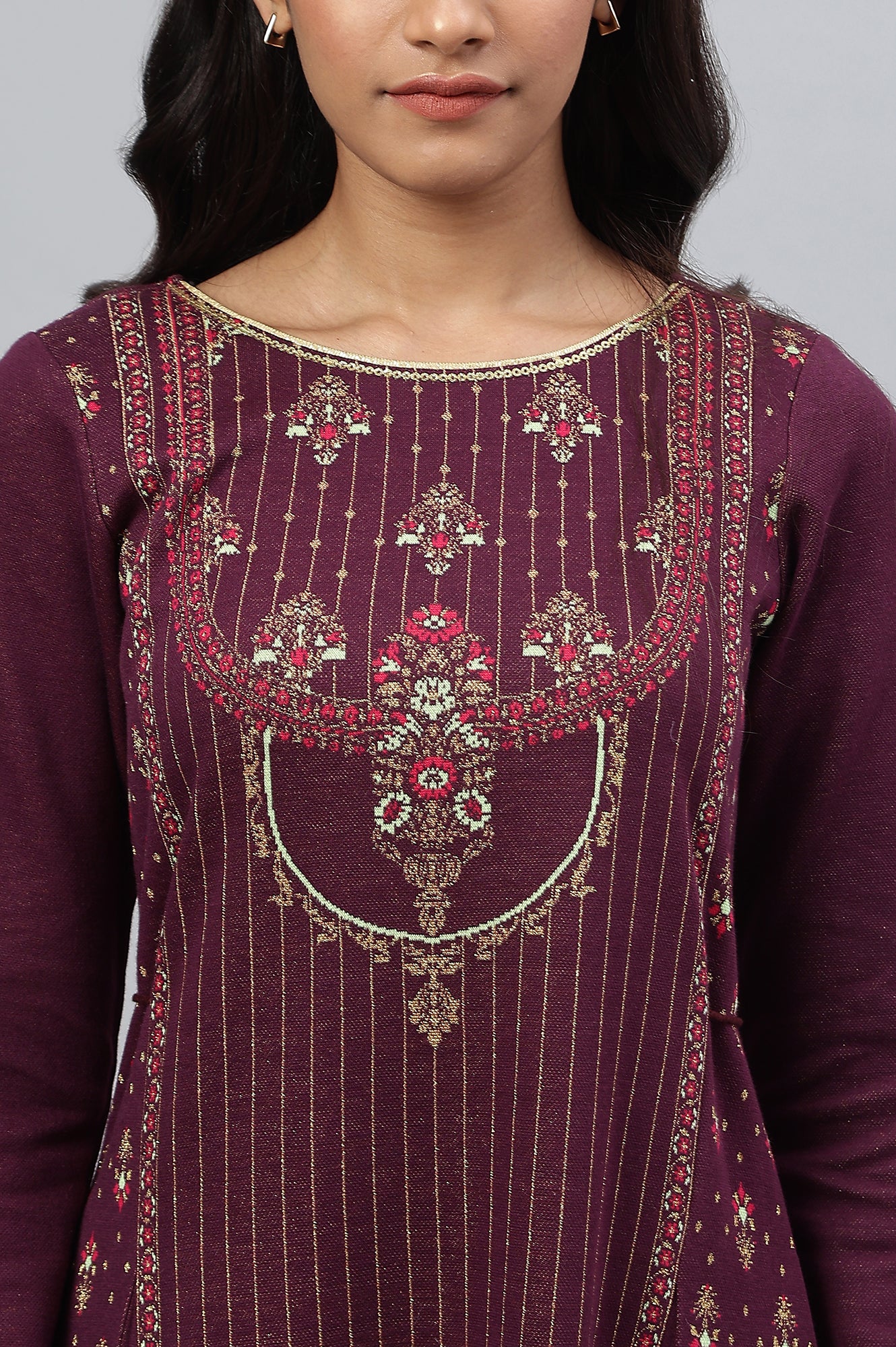 Purple Floral Printed Winter kurta