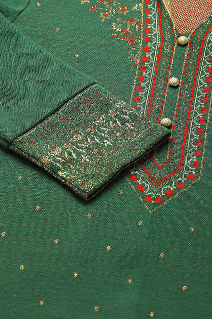 Green Jacquard Winter kurta