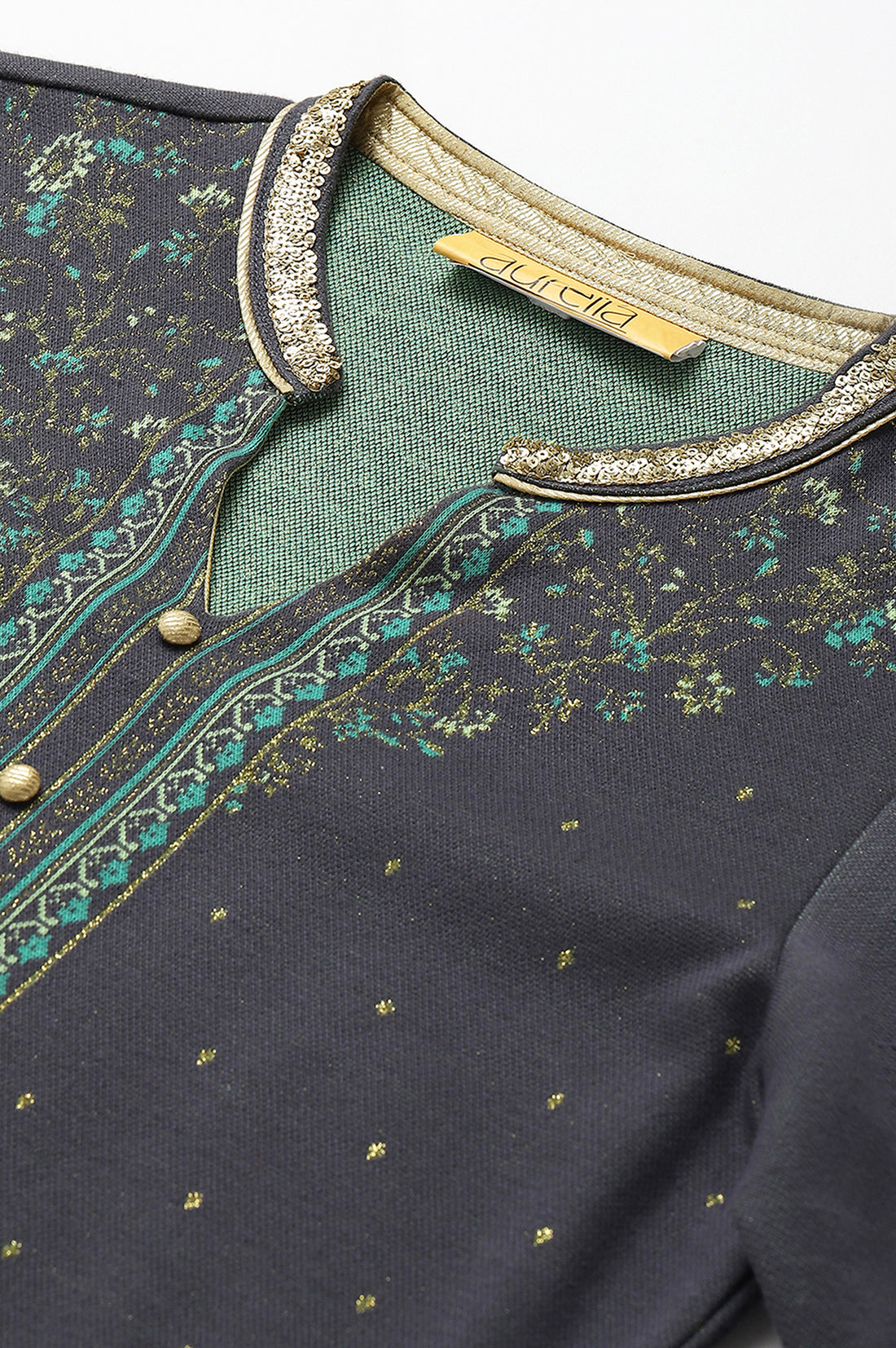 Grey Jacquard Winter kurta