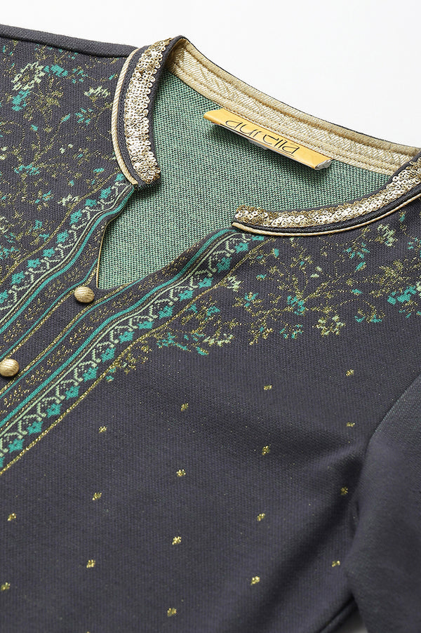 Grey Jacquard Winter kurta
