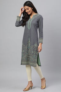 Grey Jacquard Winter kurta