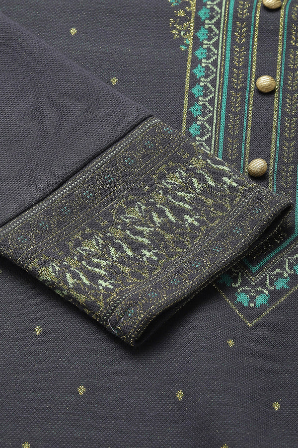 Grey Jacquard Winter kurta