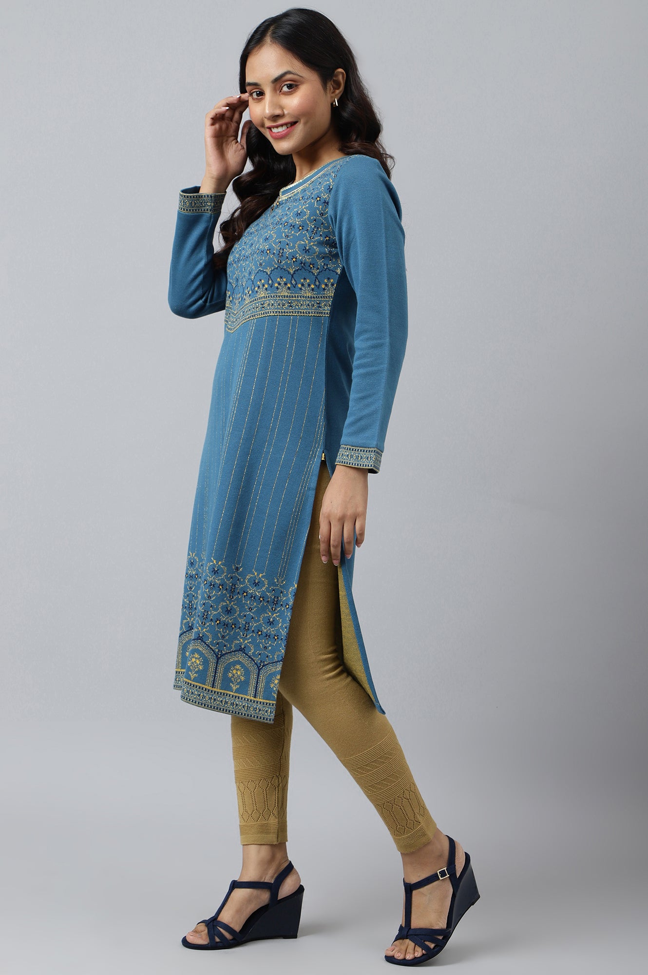 Blue Festive Look Winter kurta