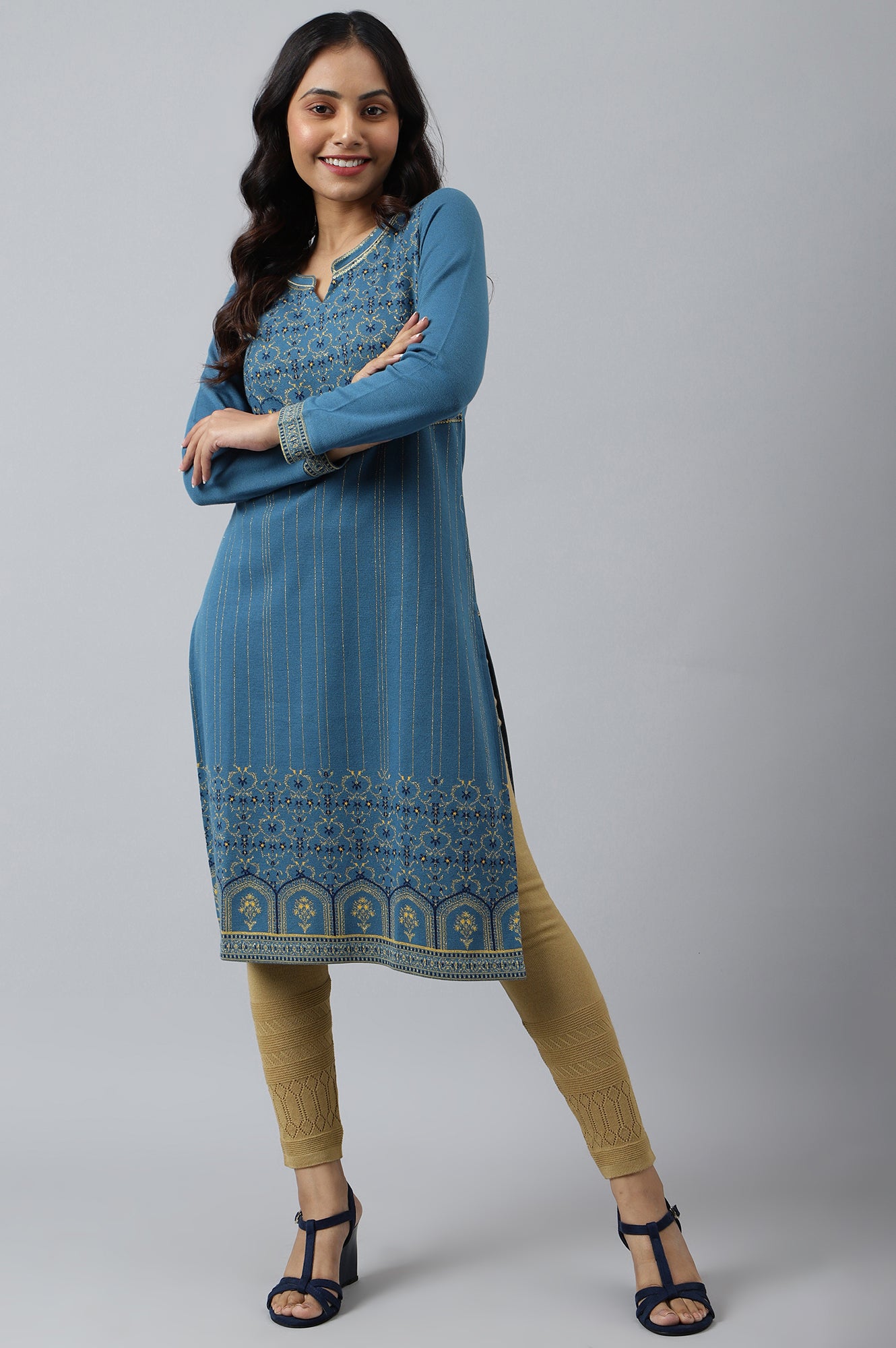 Blue Festive Look Winter kurta