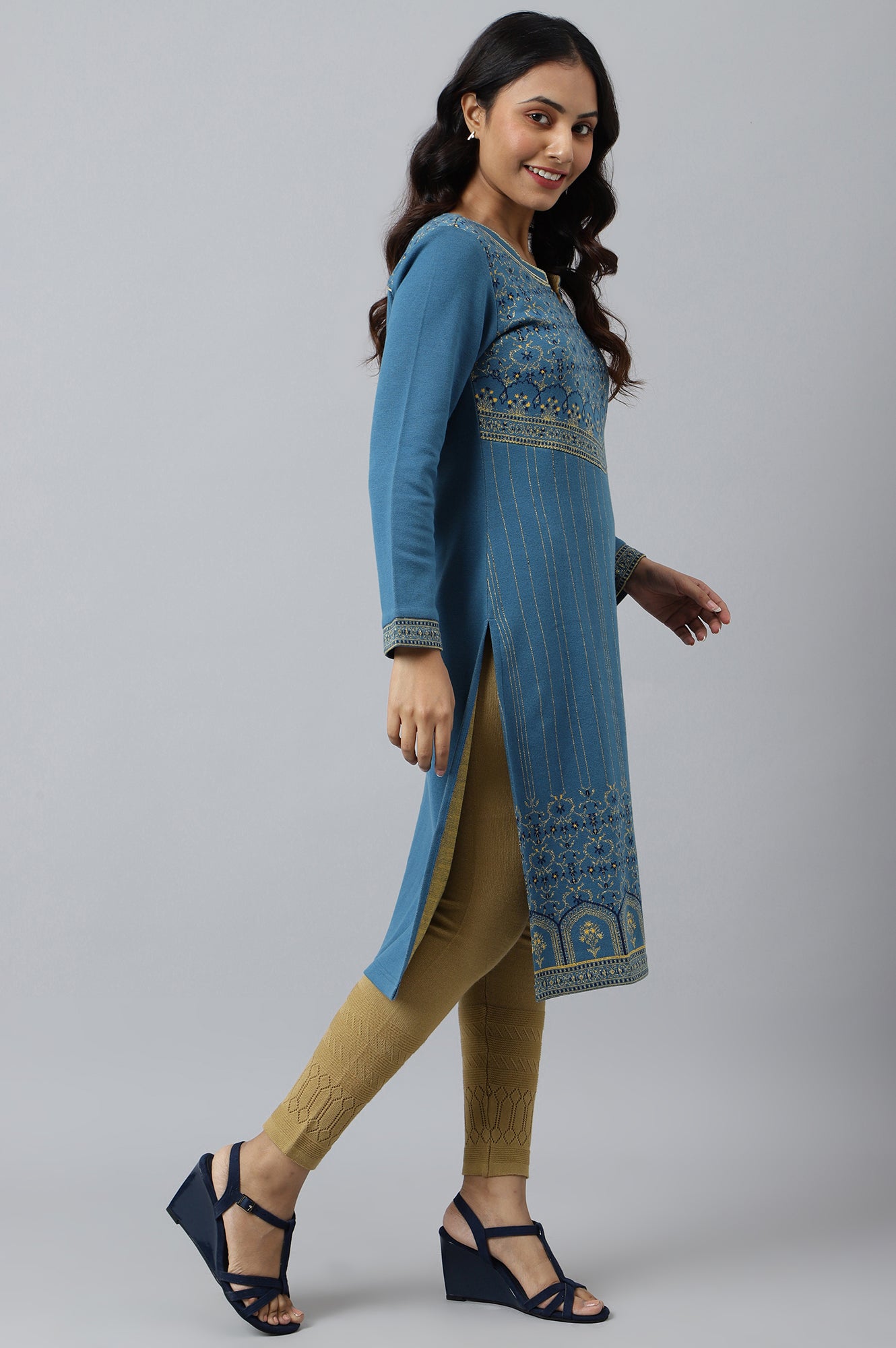 Blue Festive Look Winter kurta