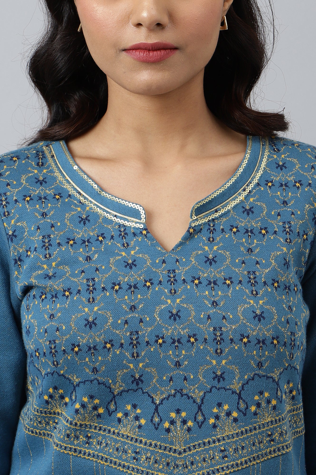 Blue Festive Look Winter kurta