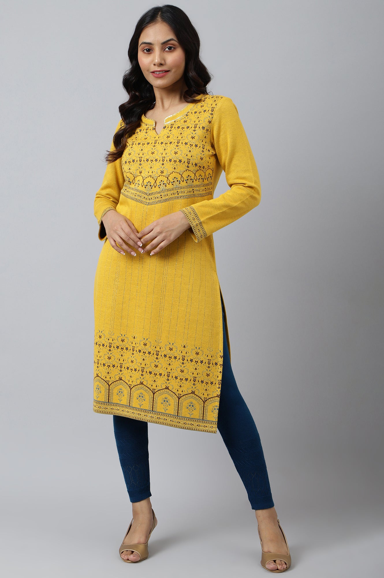 Yellow Festive Look Winter kurta