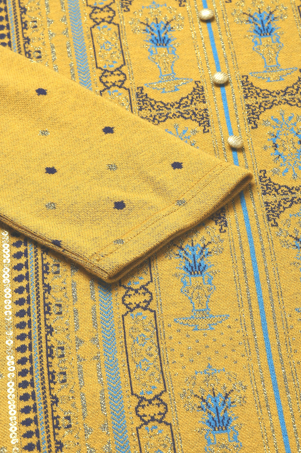Yellow Jacquard Short kurta