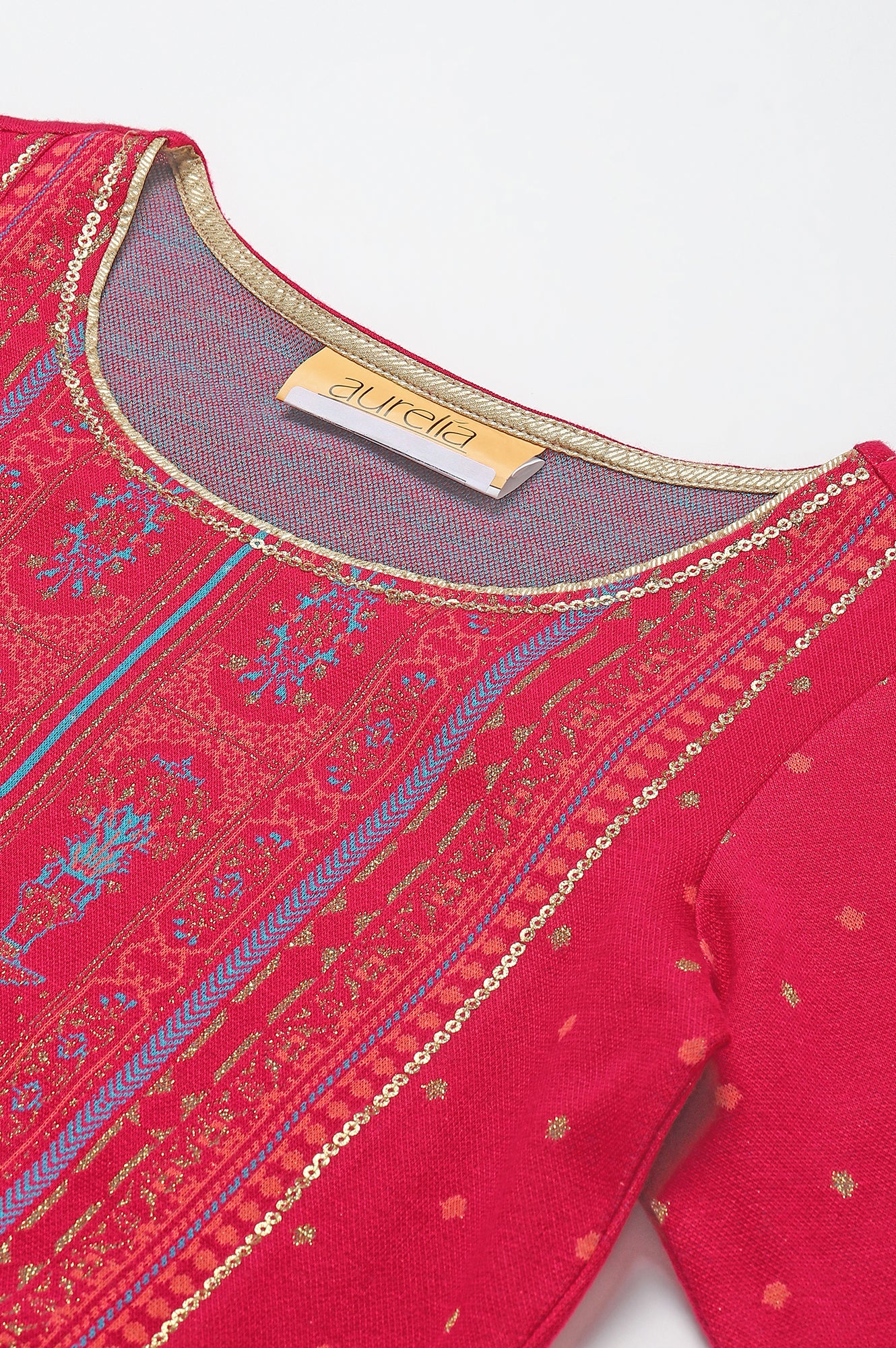 Pink Jacquard Short kurta