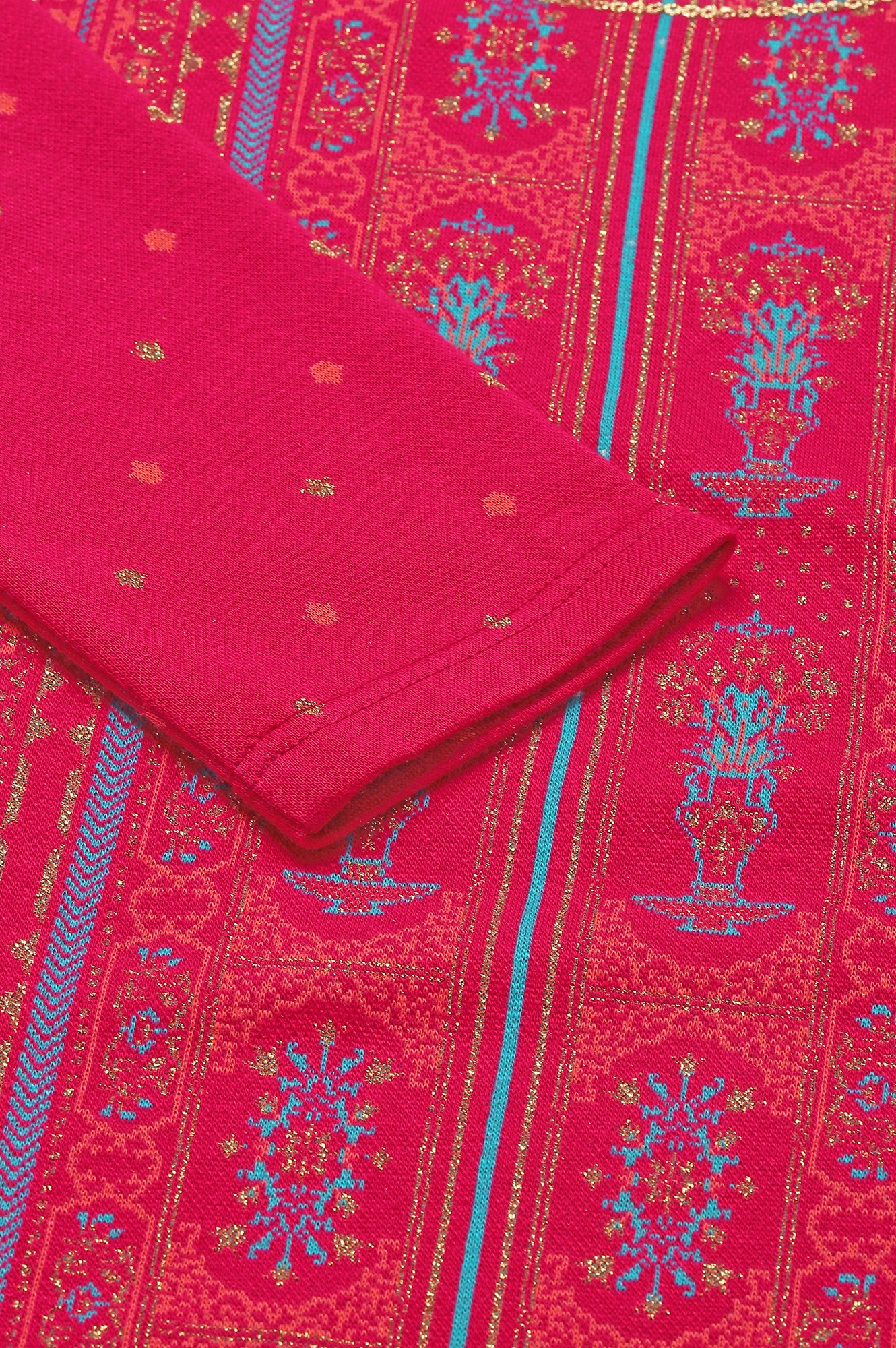 Pink Jacquard Short kurta