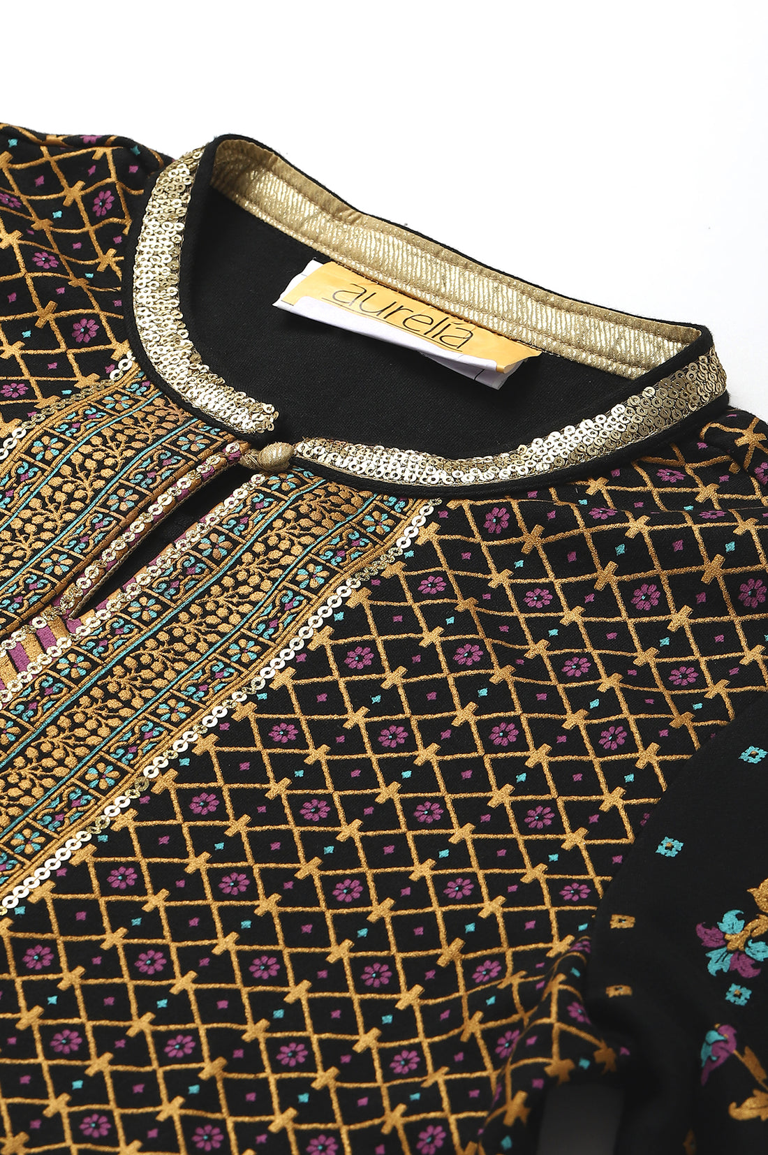 Black Printed Winter Festive kurta