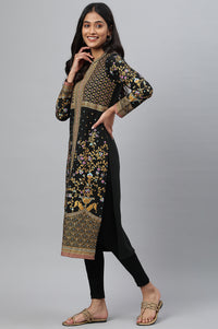 Black Printed Winter Festive kurta
