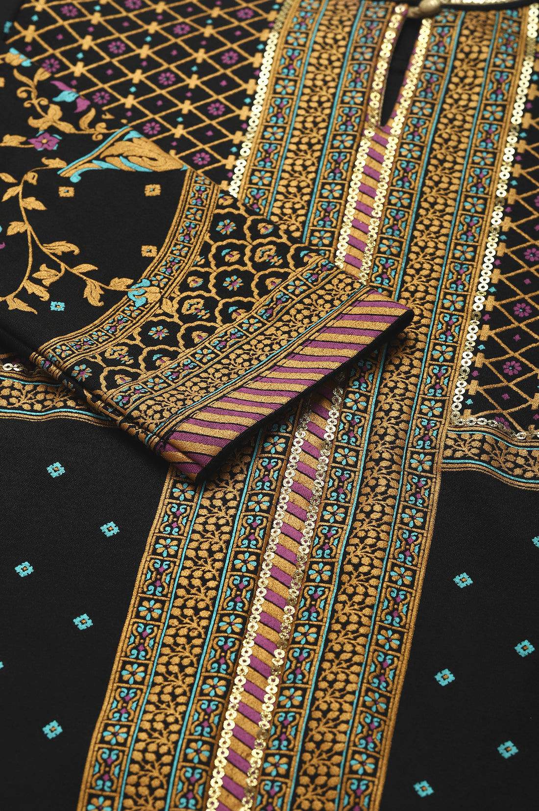 Black Printed Winter Festive kurta
