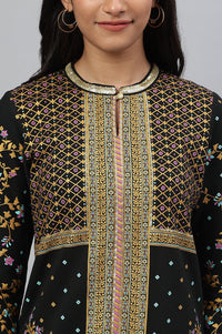 Black Printed Winter Festive kurta